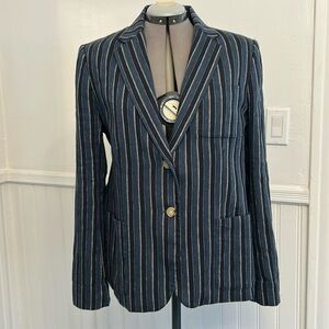 Ralph Lauren Cotton/Linen Striped Blue Blazer